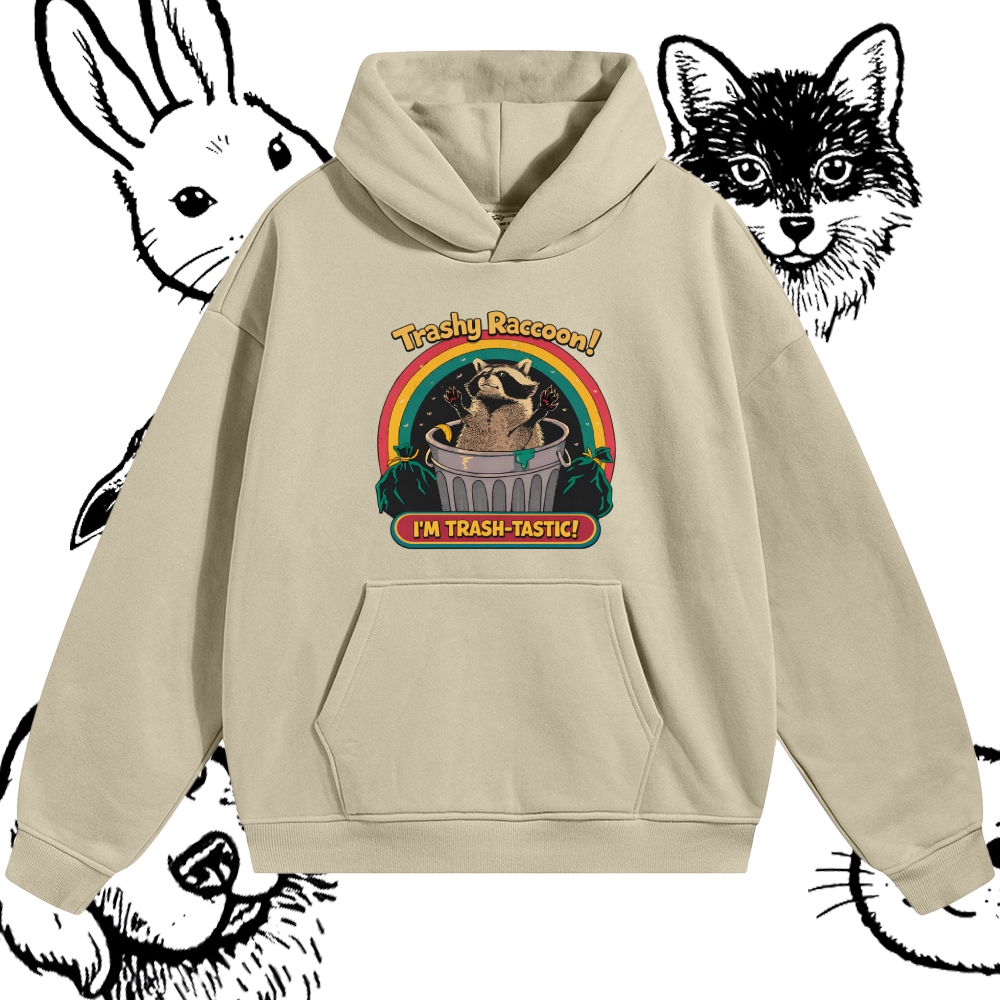 Trash-Tastic Rainbow Raccoon Cotton Blend Classic Fit Unisex Hoodie