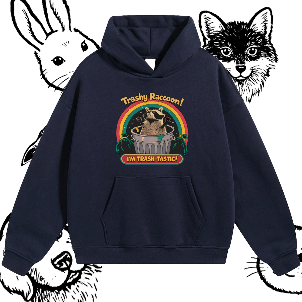 Trash-Tastic Rainbow Raccoon Cotton Blend Classic Fit Unisex Hoodie