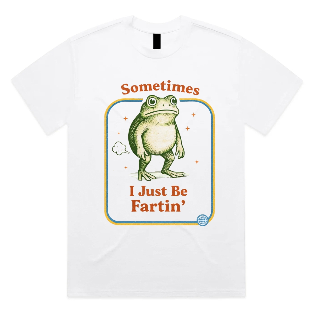 Relatable Farting Retro Frog Cotton Classic Fit Retro Dark Humor Graphic Tee