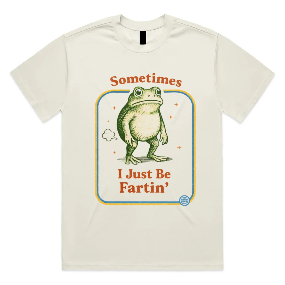 Relatable Farting Retro Frog Cotton Classic Fit Retro Dark Humor Graphic Tee