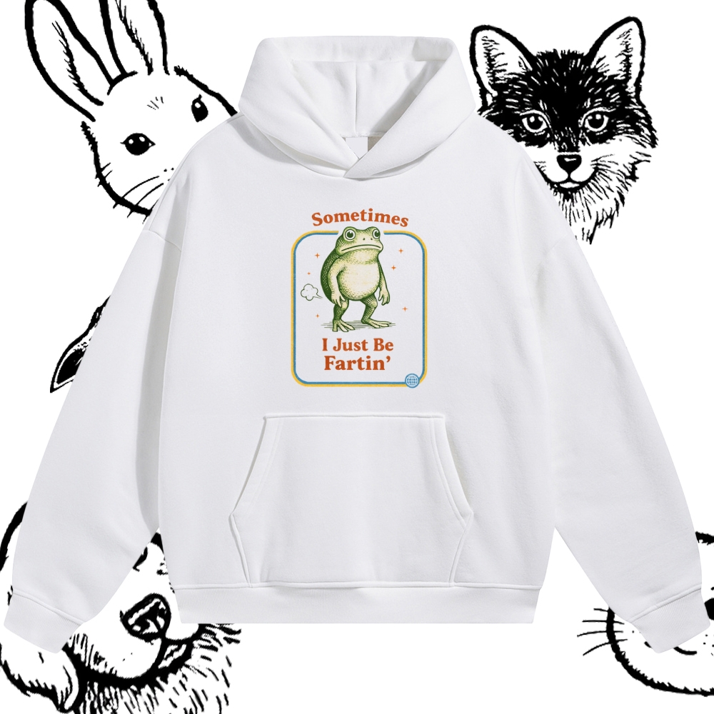 Relatable Farting Retro Frog Cotton Blend Classic Fit Unisex Hoodie