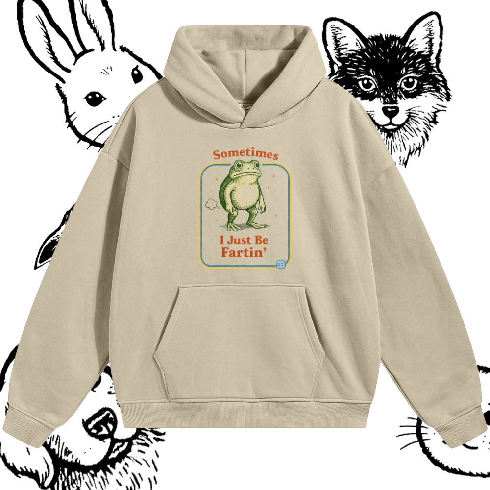 Relatable Farting Retro Frog Cotton Blend Classic Fit Unisex Hoodie