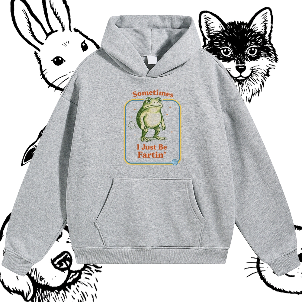 Relatable Farting Retro Frog Cotton Blend Classic Fit Unisex Hoodie