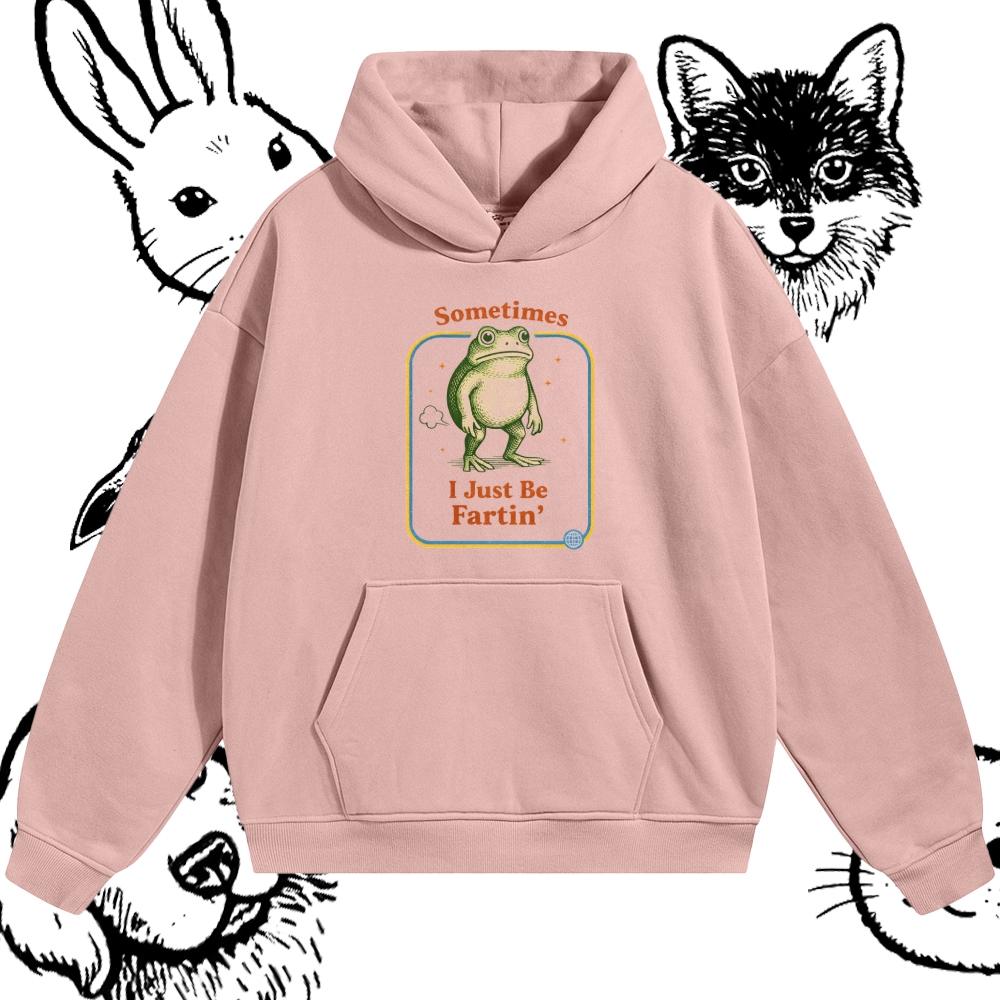 Relatable Farting Retro Frog Cotton Blend Classic Fit Unisex Hoodie
