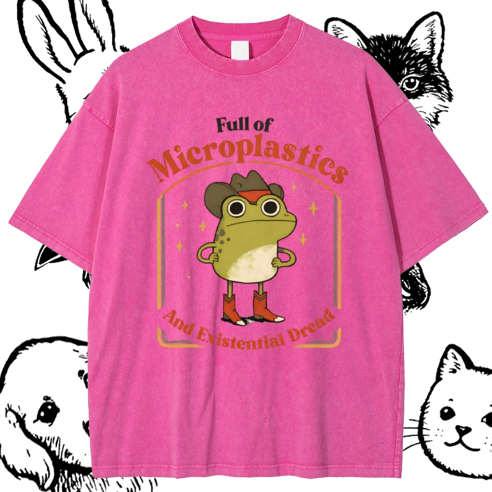Existential Dread Cowboy Frog Cotton Vintage Wash Classic Graphic Tee