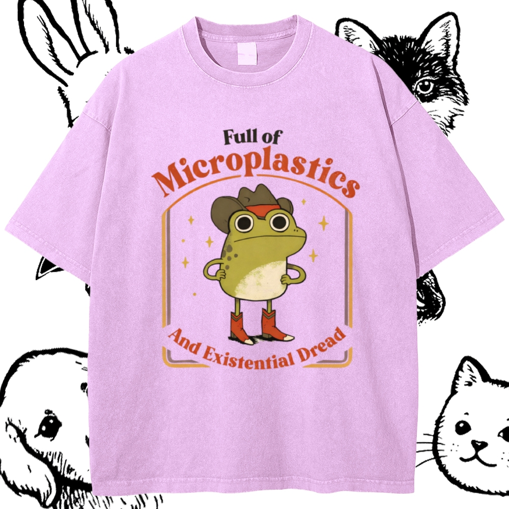 Existential Dread Cowboy Frog Cotton Vintage Wash Classic Graphic Tee