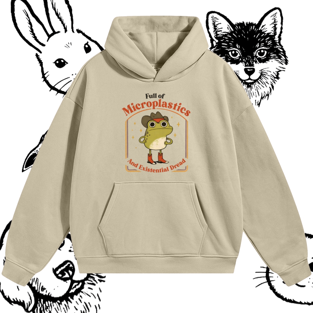 Existential Dread Cowboy Frog Cotton Blend Classic Fit Unisex Hoodie