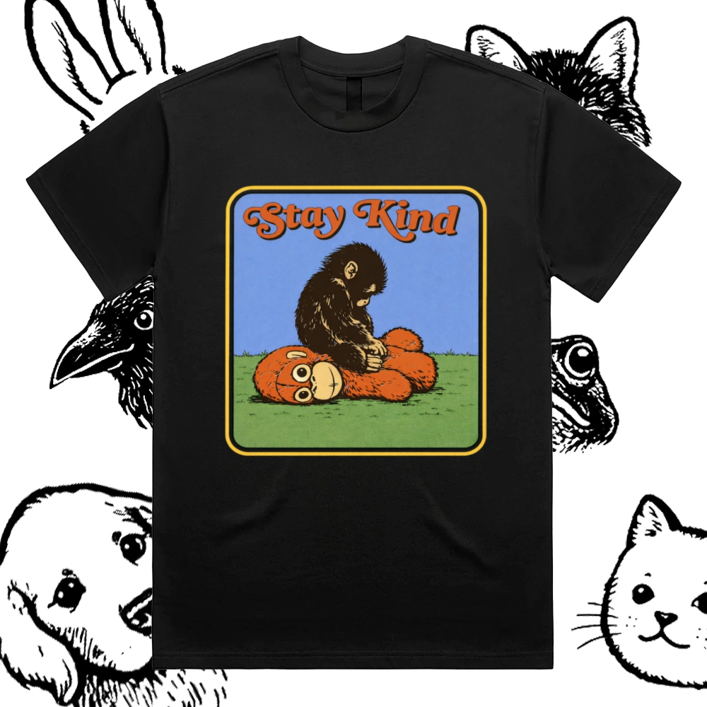 Stay Kind Cotton Classic Fit Retro Dark Humor Graphic Tee