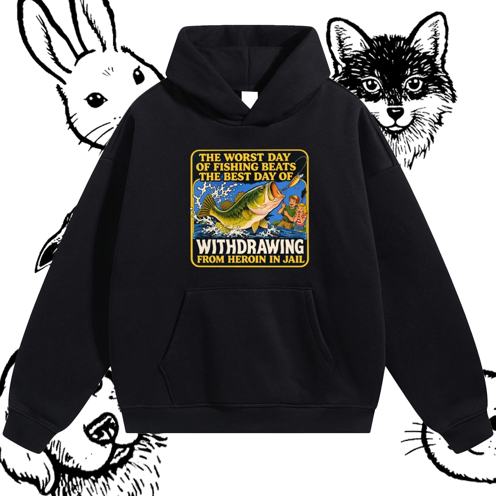Dark Humor Fishing Parody Cotton Blend Classic Fit Unisex Hoodie