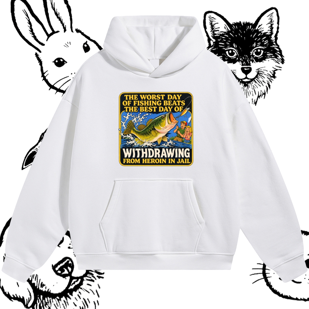 Dark Humor Fishing Parody Cotton Blend Classic Fit Unisex Hoodie