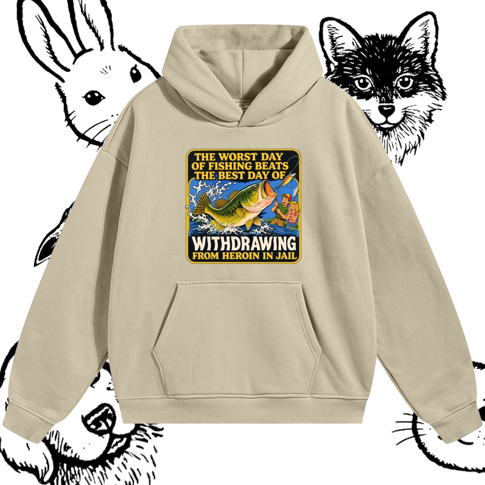 Dark Humor Fishing Parody Cotton Blend Classic Fit Unisex Hoodie