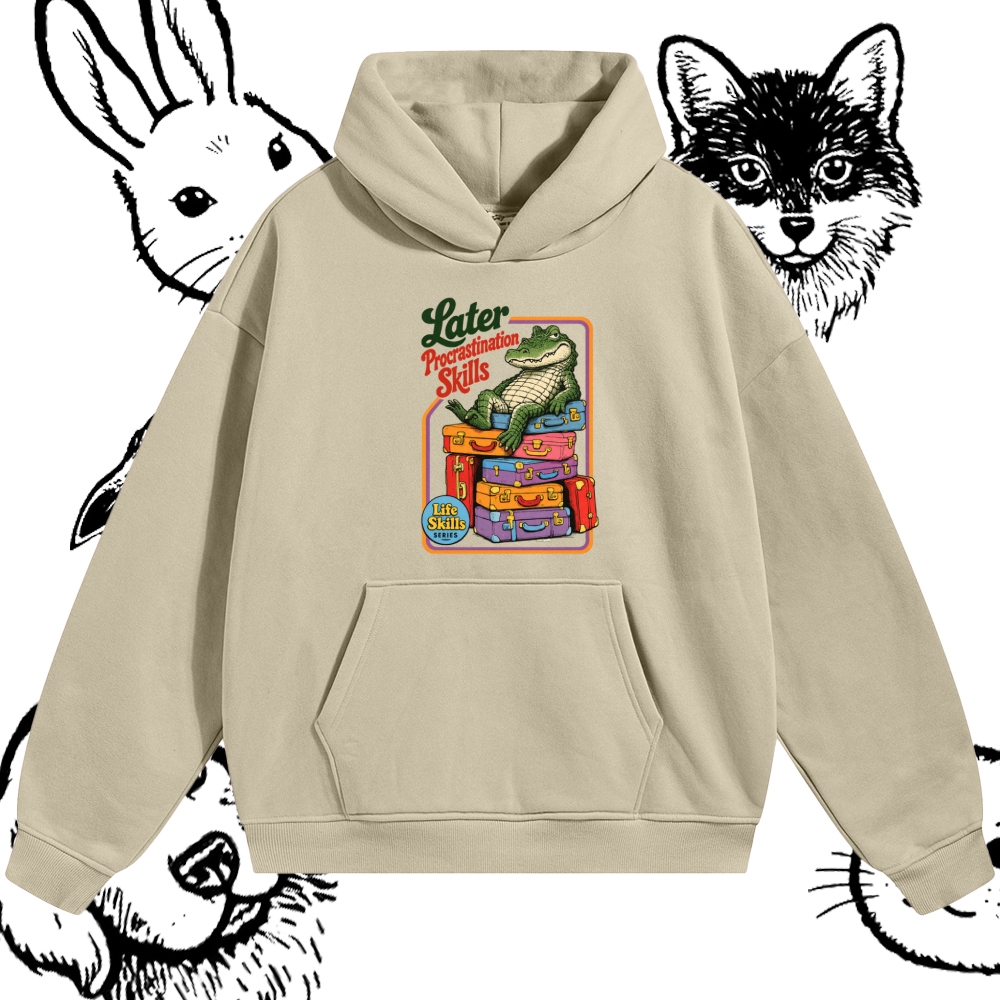 Later Procrastination Skill Alligator Cotton Blend Classic Fit Unisex Hoodie