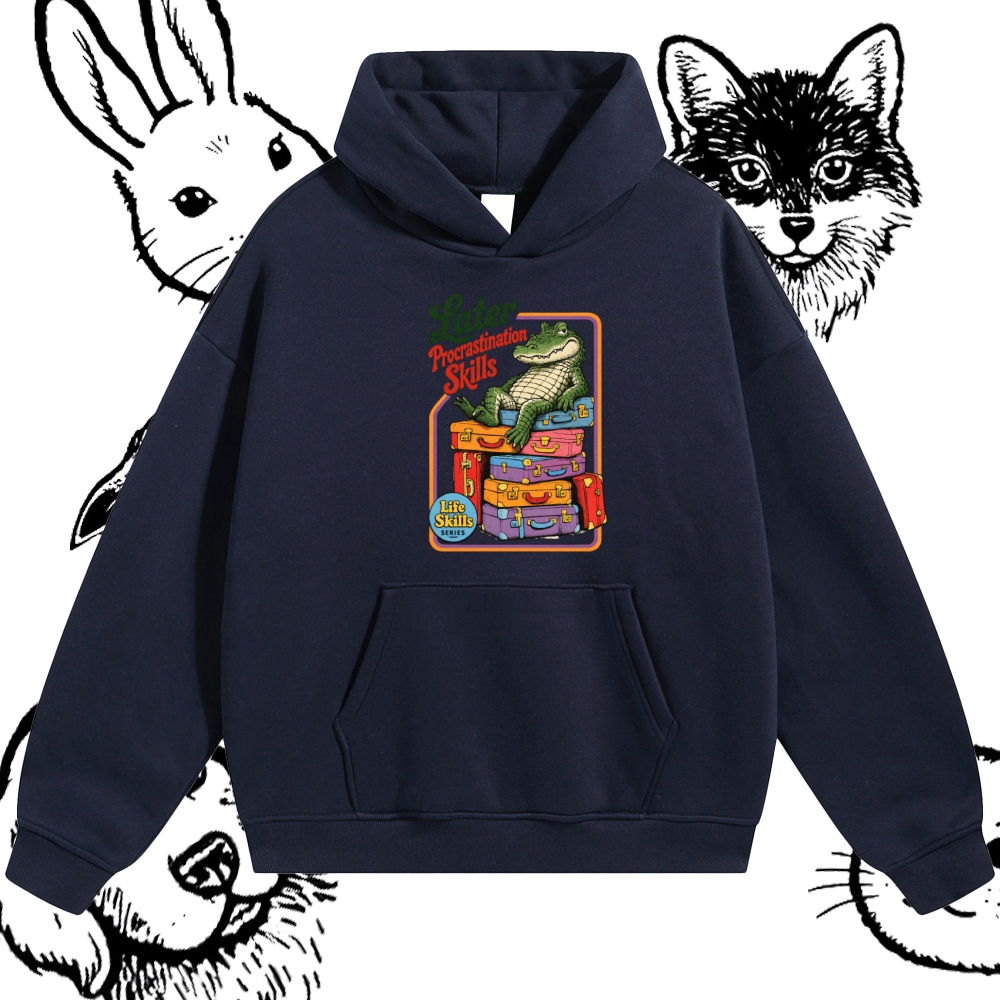Later Procrastination Skill Alligator Cotton Blend Classic Fit Unisex Hoodie