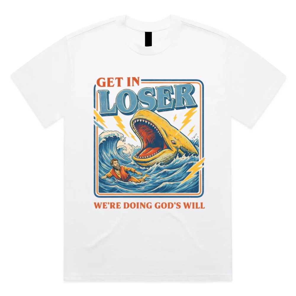 Jonah Whale Biblical Parody Cotton Classic Fit Retro Dark Humor Graphic Tee