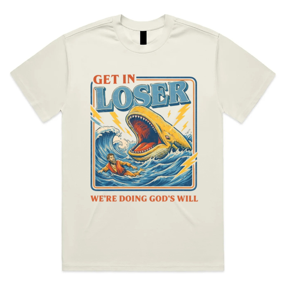 Jonah Whale Biblical Parody Cotton Classic Fit Retro Dark Humor Graphic Tee