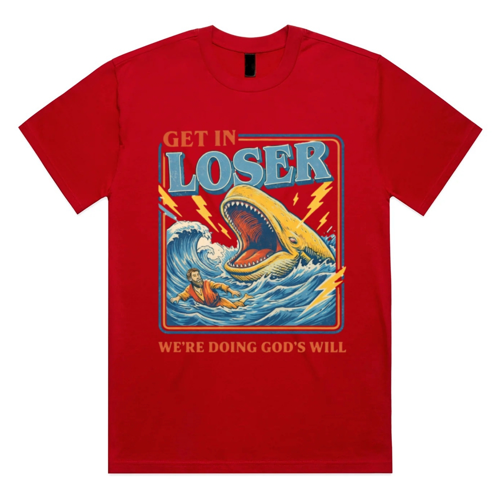 Jonah Whale Biblical Parody Cotton Classic Fit Retro Dark Humor Graphic Tee