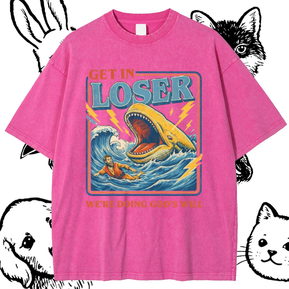 Jonah Whale Biblical Parody Cotton Vintage Wash Classic Graphic Tee