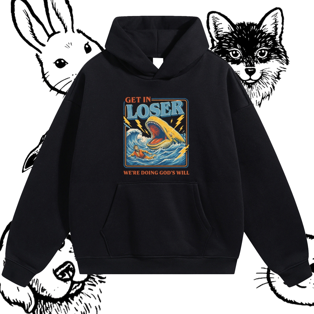 Jonah Whale Biblical Parody Cotton Blend Classic Fit Unisex Hoodie