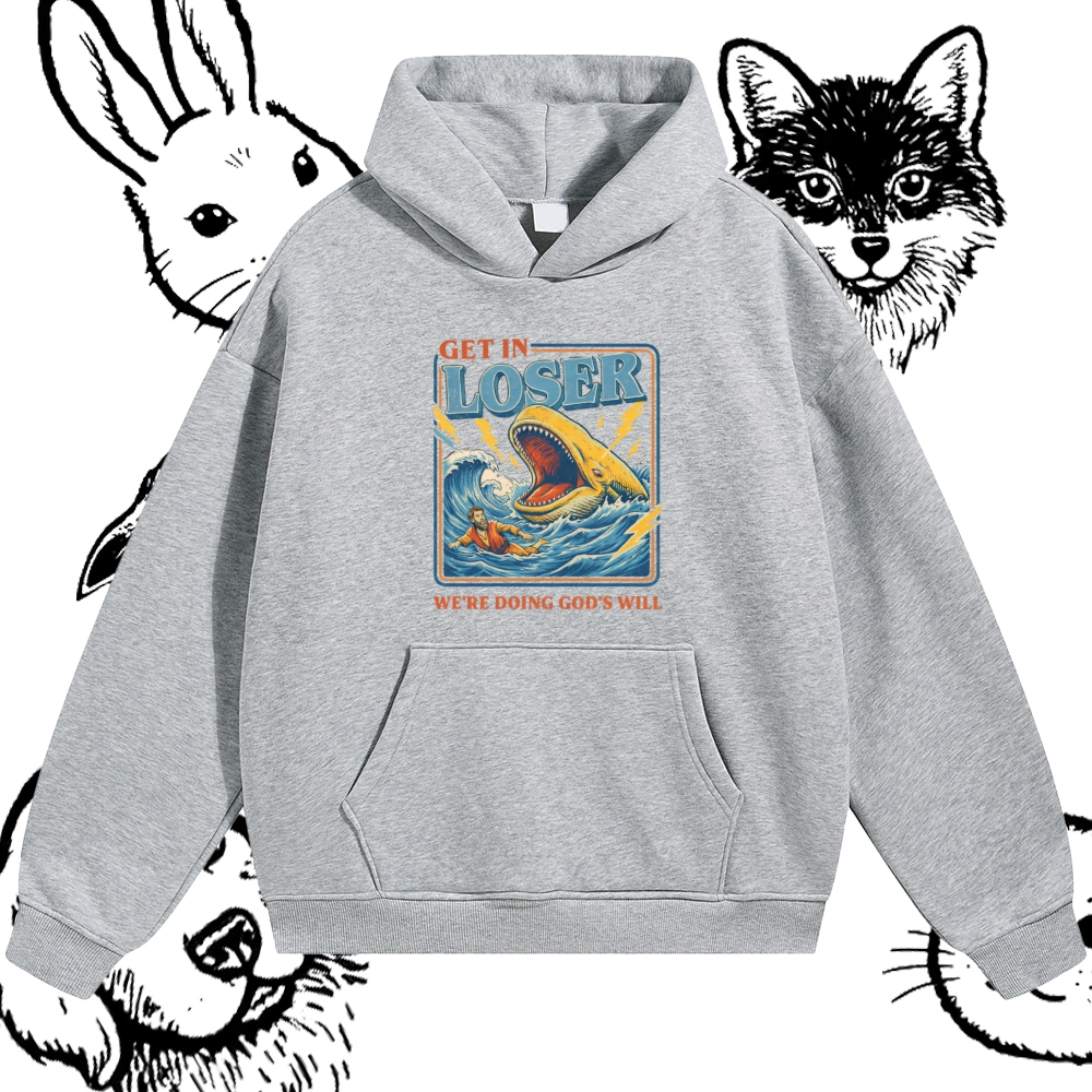 Jonah Whale Biblical Parody Cotton Blend Classic Fit Unisex Hoodie