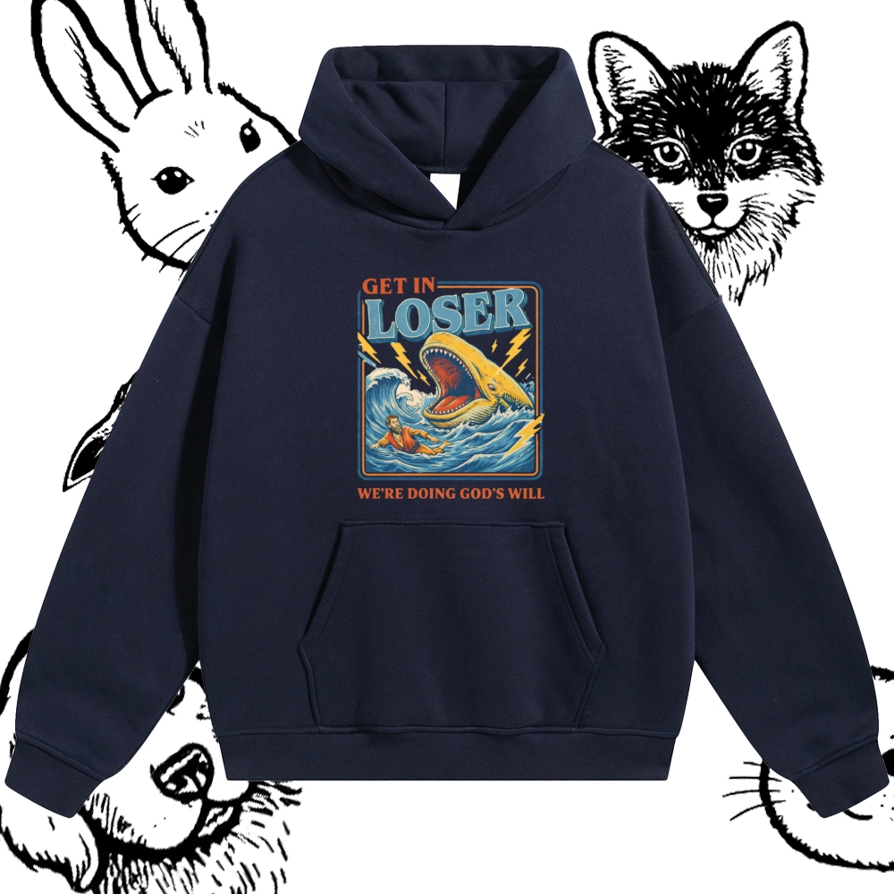 Jonah Whale Biblical Parody Cotton Blend Classic Fit Unisex Hoodie