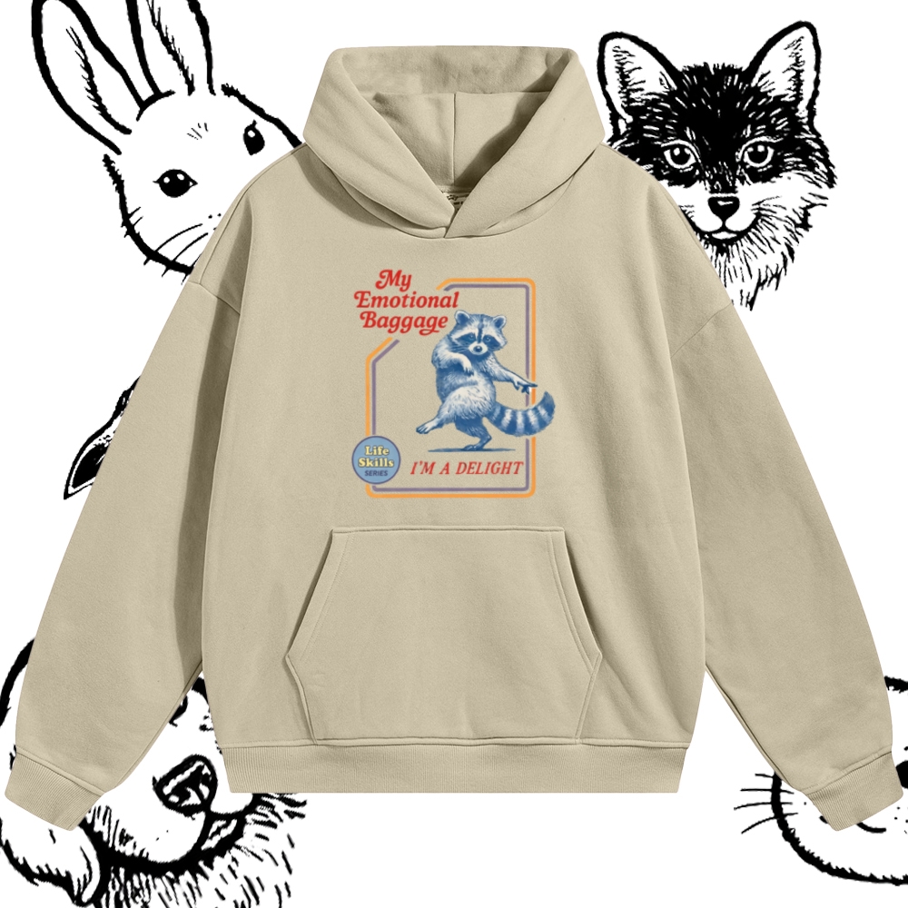 Emotional Baggage Delight Raccoon Cotton Blend Classic Fit Unisex Hoodie