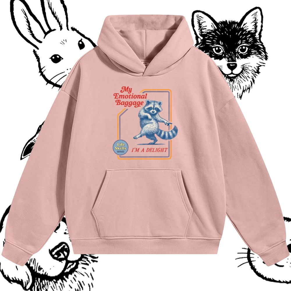 Emotional Baggage Delight Raccoon Cotton Blend Classic Fit Unisex Hoodie