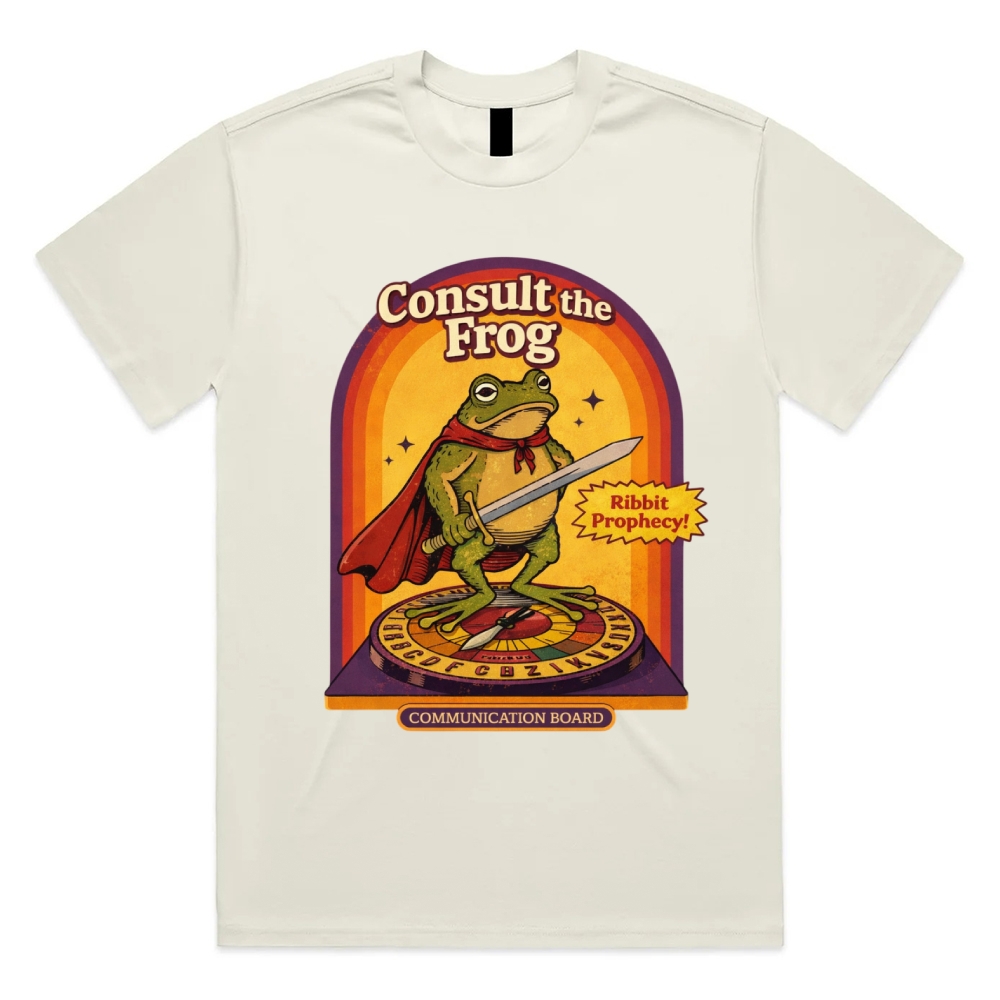 The Oracle Of Ribbit Prophecy Cotton Classic Fit Retro Dark Humor Graphic Tee