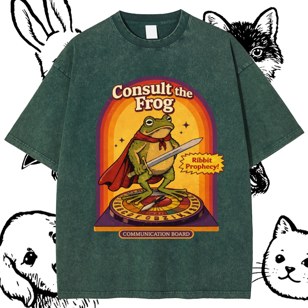 The Oracle Of Ribbit Prophecy Cotton Vintage Wash Classic Graphic Tee
