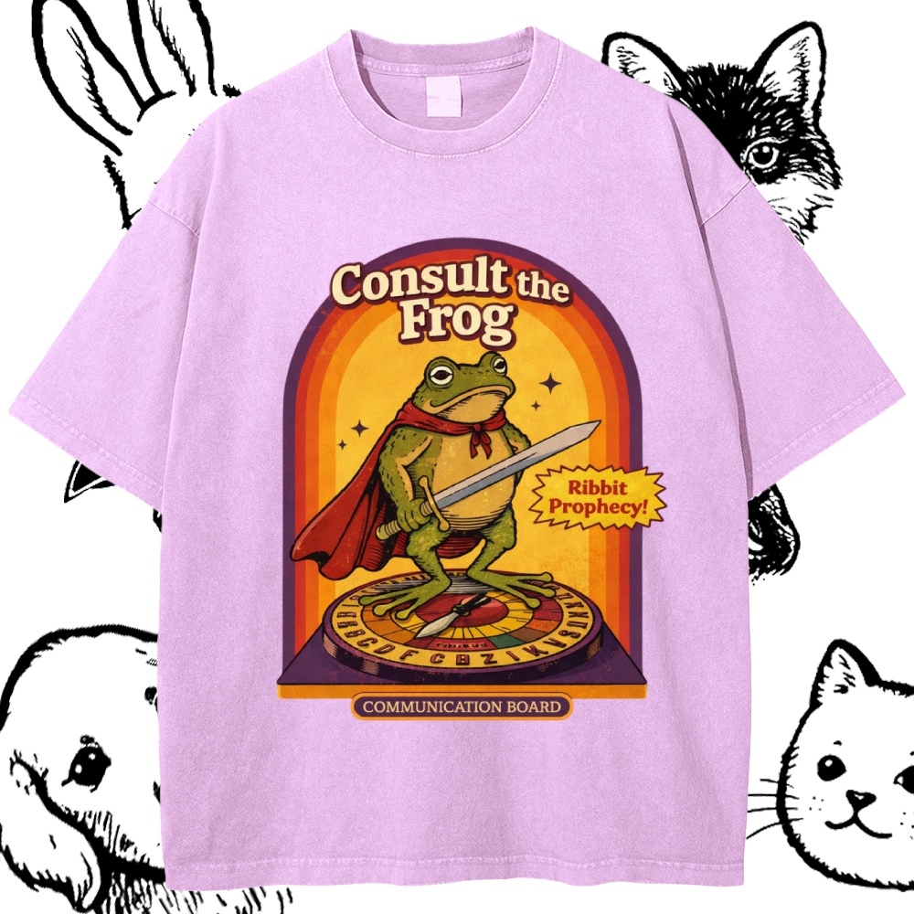 The Oracle Of Ribbit Prophecy Cotton Vintage Wash Classic Graphic Tee