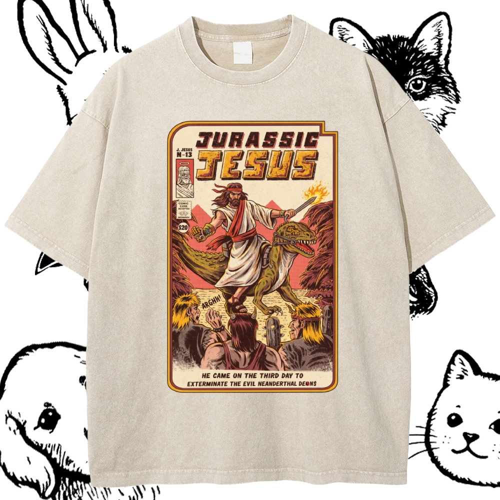 The Savior Of Prehistoric Chaos Cotton Vintage Wash Classic Graphic Tee