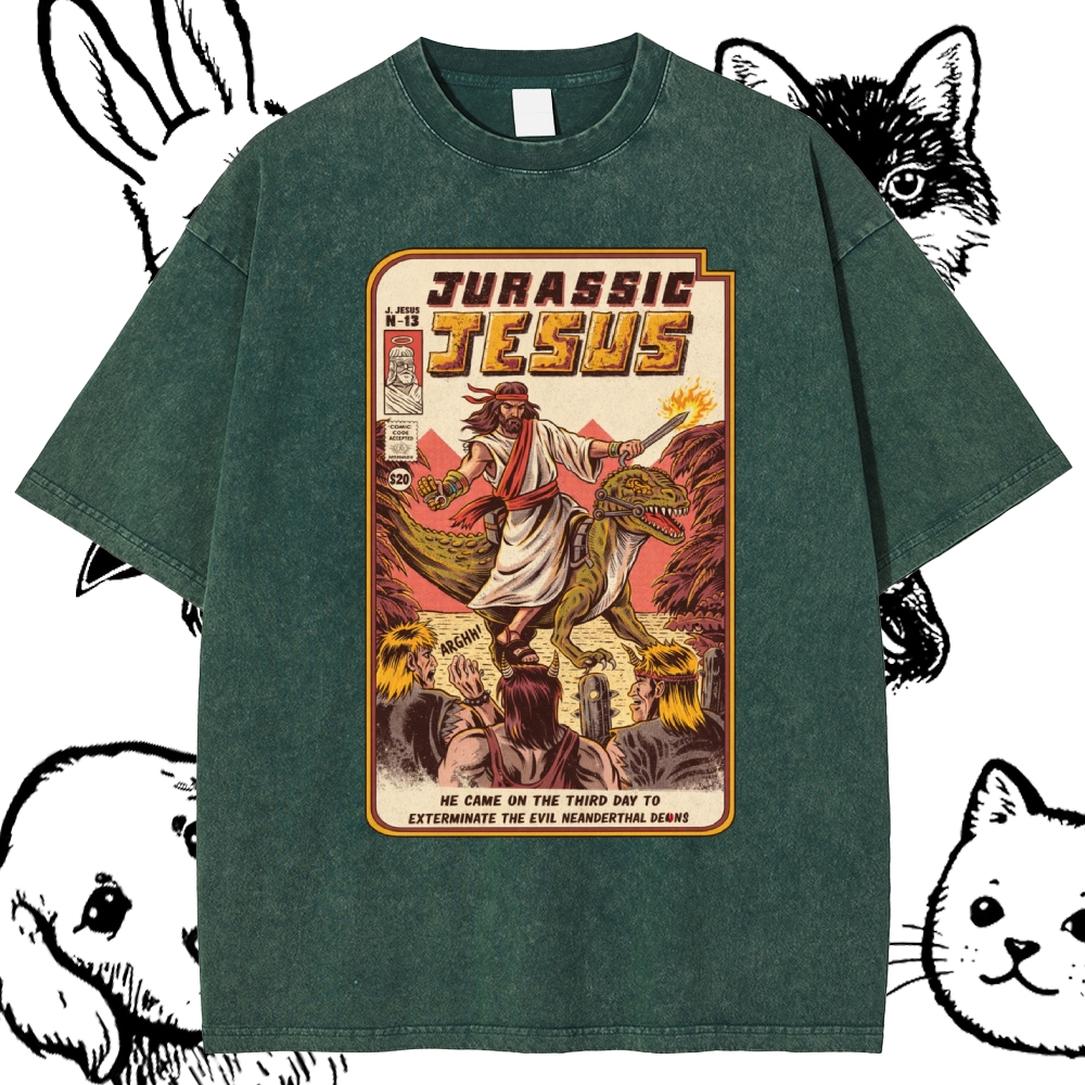 The Savior Of Prehistoric Chaos Cotton Vintage Wash Classic Graphic Tee