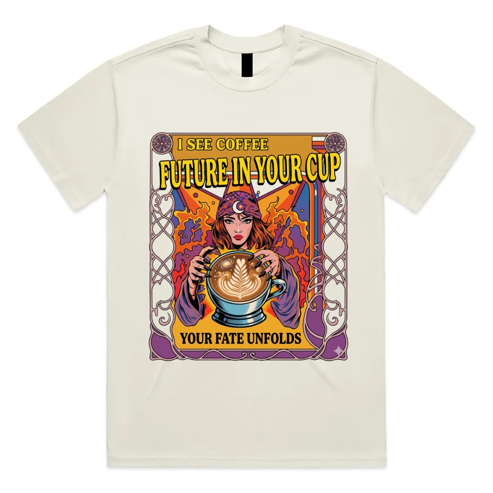 The Barista Of Celestial Fate Cotton Classic Fit Retro Dark Humor Graphic Tee