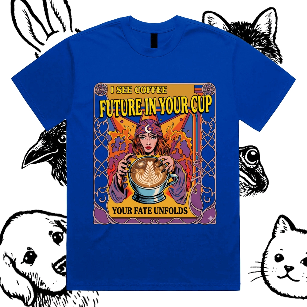 The Barista Of Celestial Fate Cotton Classic Fit Retro Dark Humor Graphic Tee