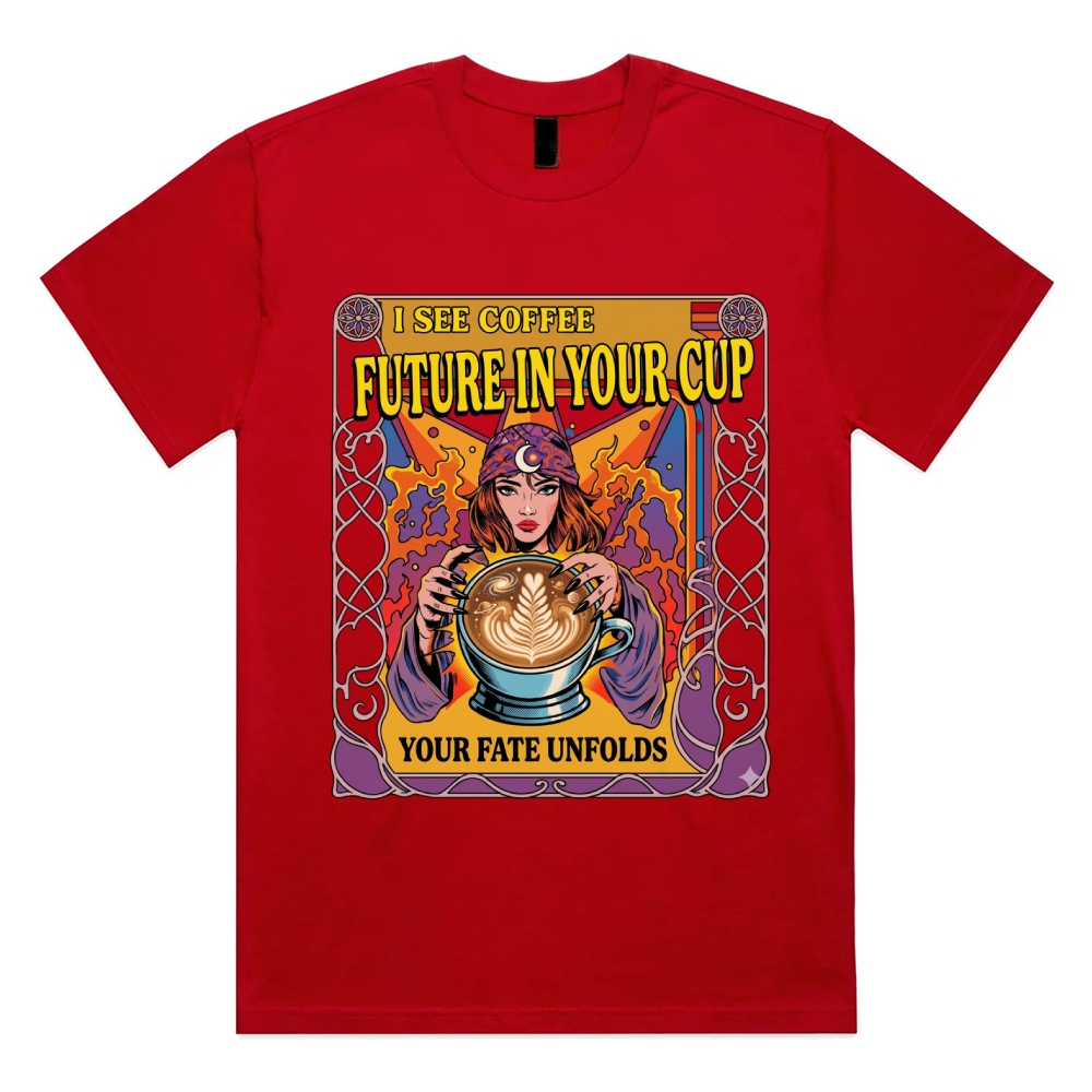 The Barista Of Celestial Fate Cotton Classic Fit Retro Dark Humor Graphic Tee