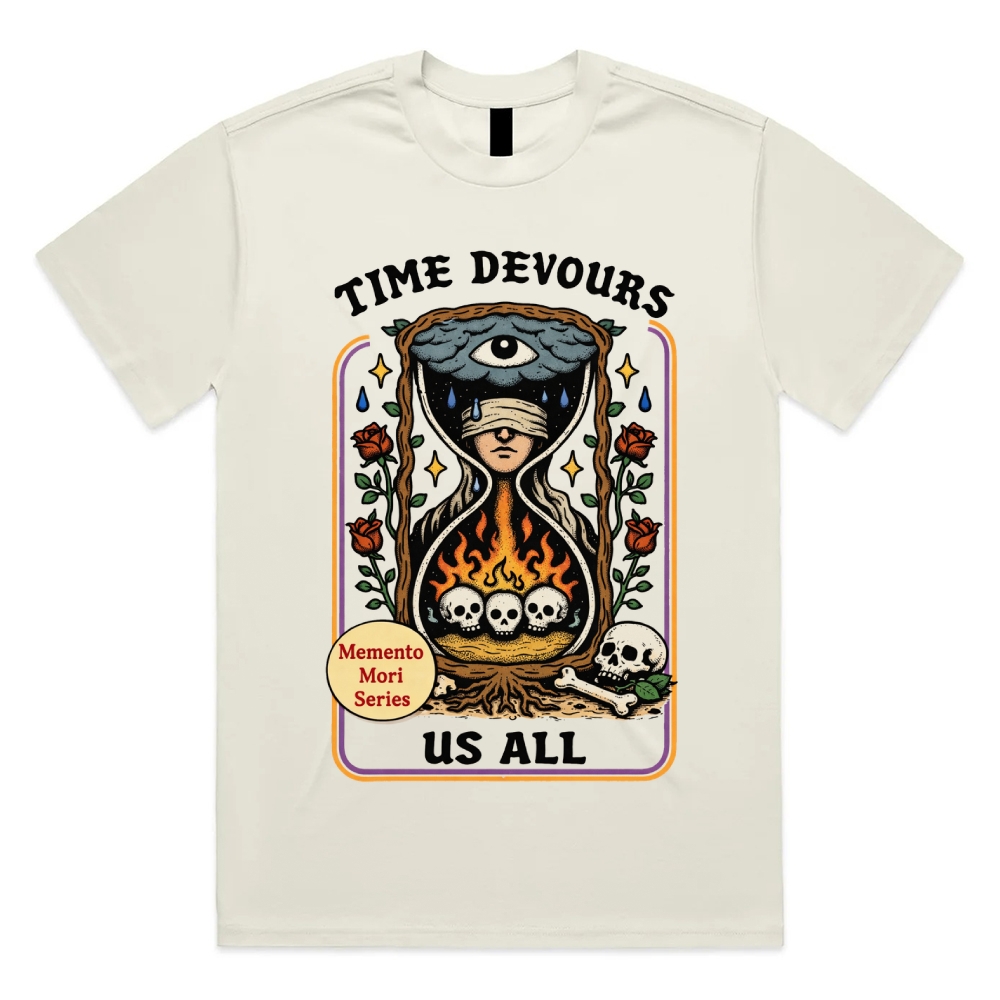The Hourglass Of Mortal Fate Cotton Classic Fit Retro Dark Humor Graphic Tee