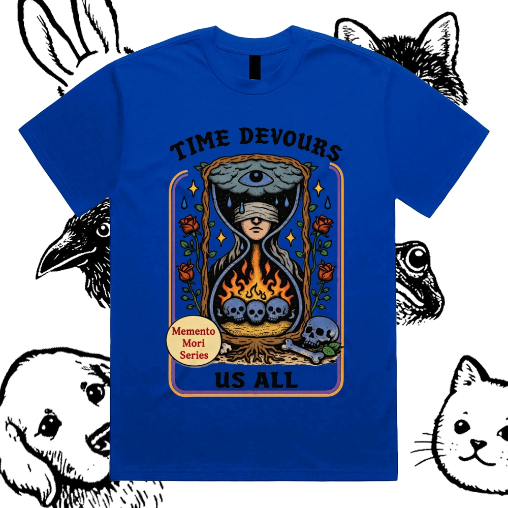 The Hourglass Of Mortal Fate Cotton Classic Fit Retro Dark Humor Graphic Tee