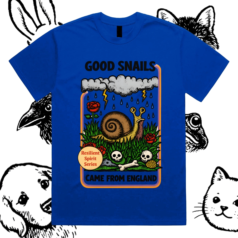 The Resilient English Snail Cotton Classic Fit Retro Dark Humor Graphic Tee