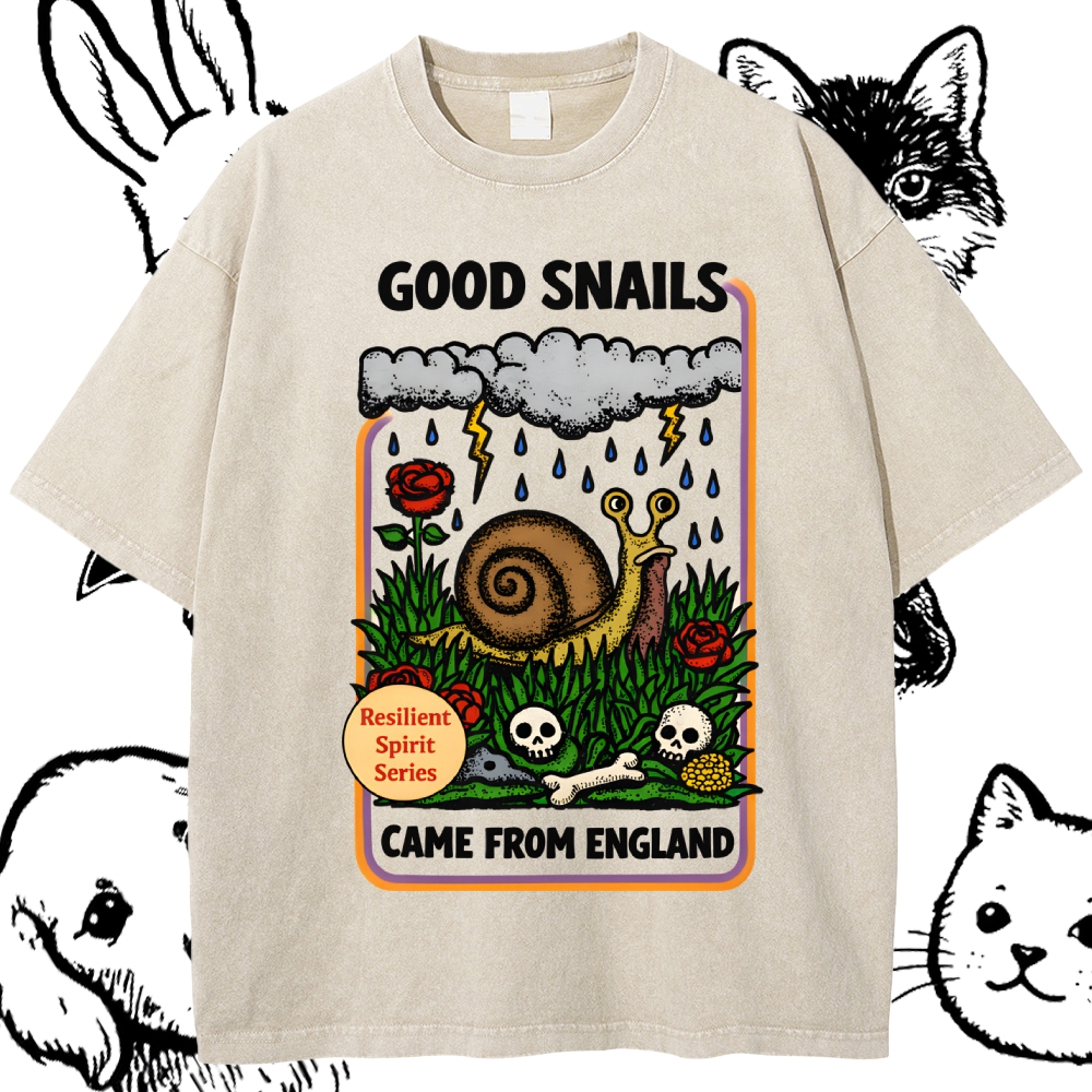The Resilient English Snail Cotton Vintage Wash Classic Graphic Tee