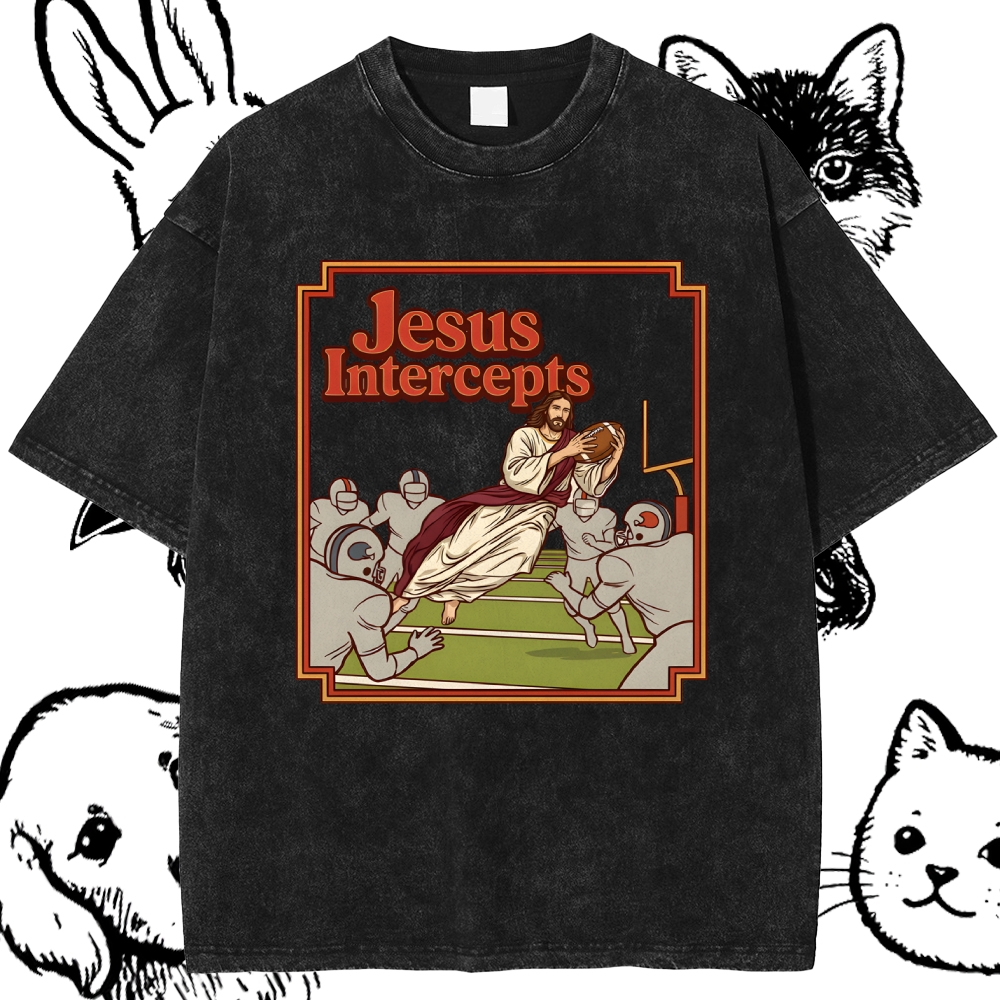 The Divine Defensive Interception Cotton Vintage Wash Classic Graphic Tee