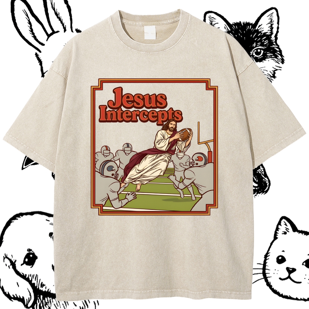 The Divine Defensive Interception Cotton Vintage Wash Classic Graphic Tee