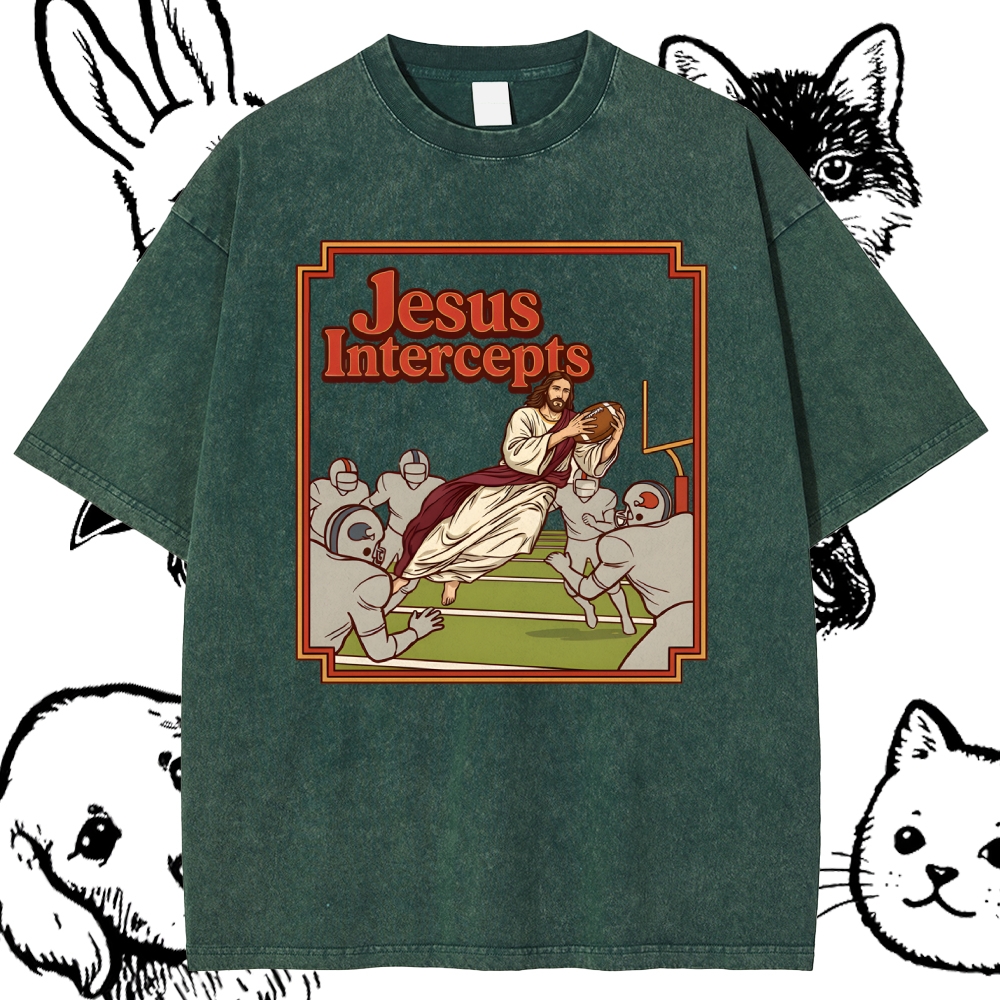 The Divine Defensive Interception Cotton Vintage Wash Classic Graphic Tee