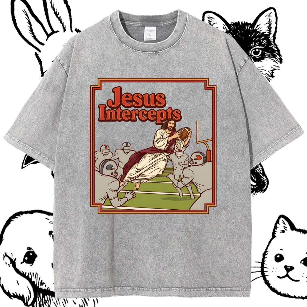 The Divine Defensive Interception Cotton Vintage Wash Classic Graphic Tee