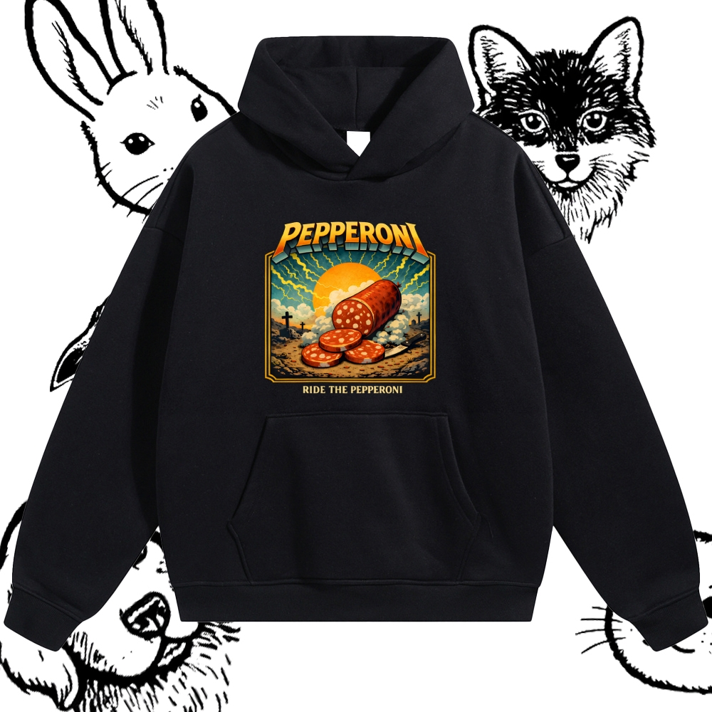 Ride The Pepperoni Cotton Blend Classic Fit Unisex Hoodie