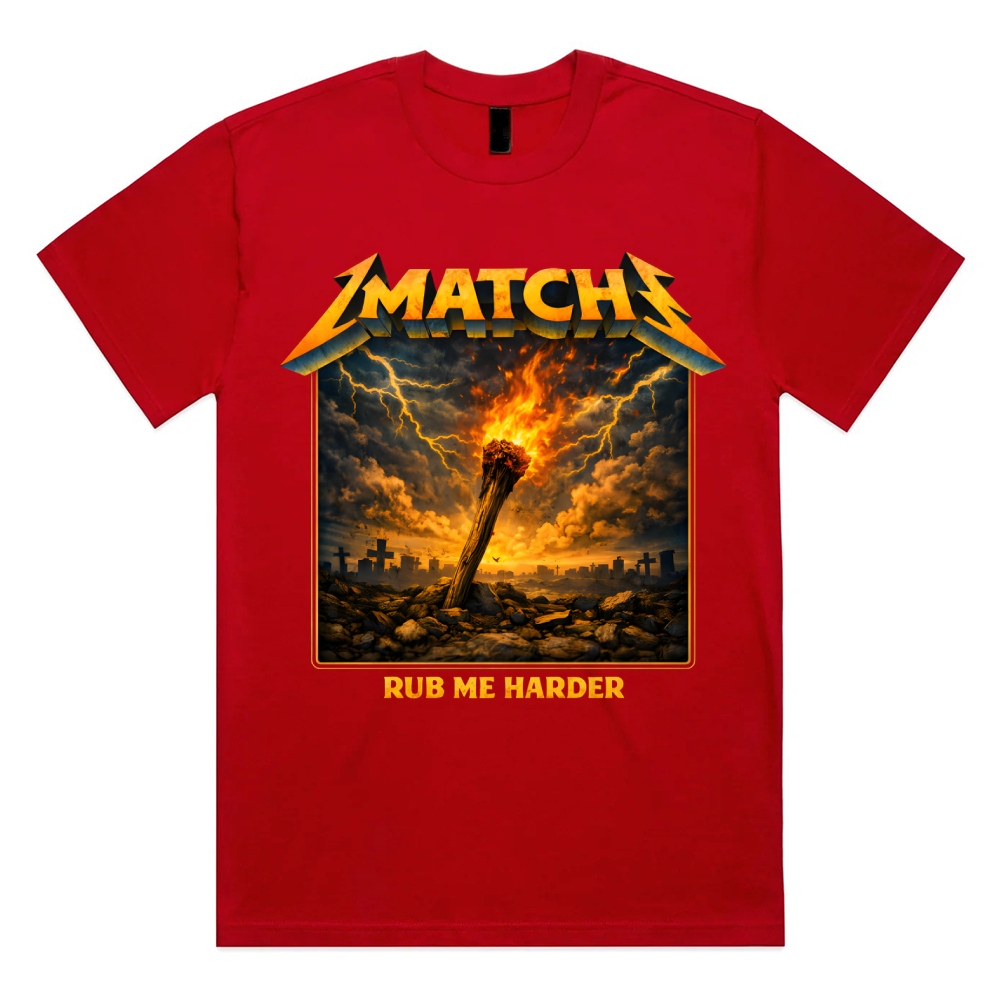Strike The Match Cotton Classic Fit Retro Dark Humor Graphic Tee