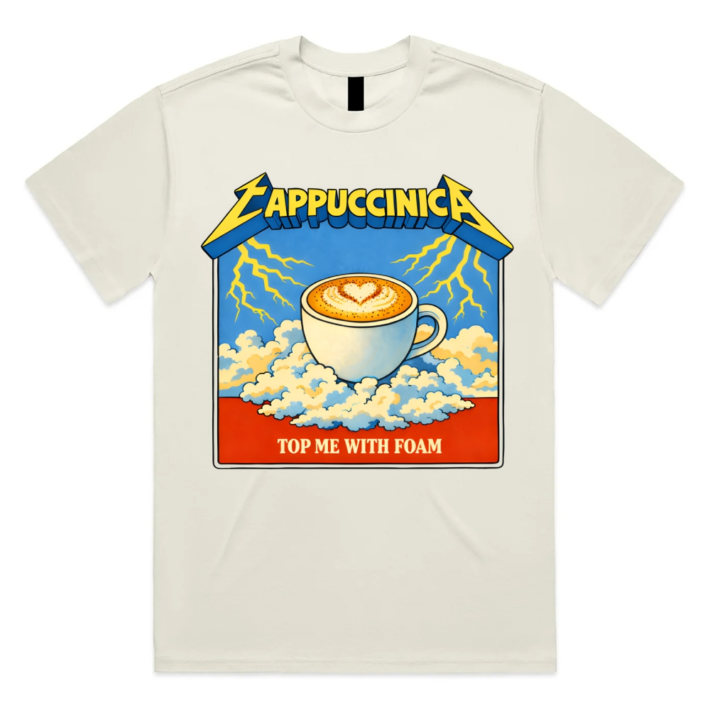 Cappuccinica: Foam Lightning Cotton Classic Fit Retro Dark Humor Graphic Tee
