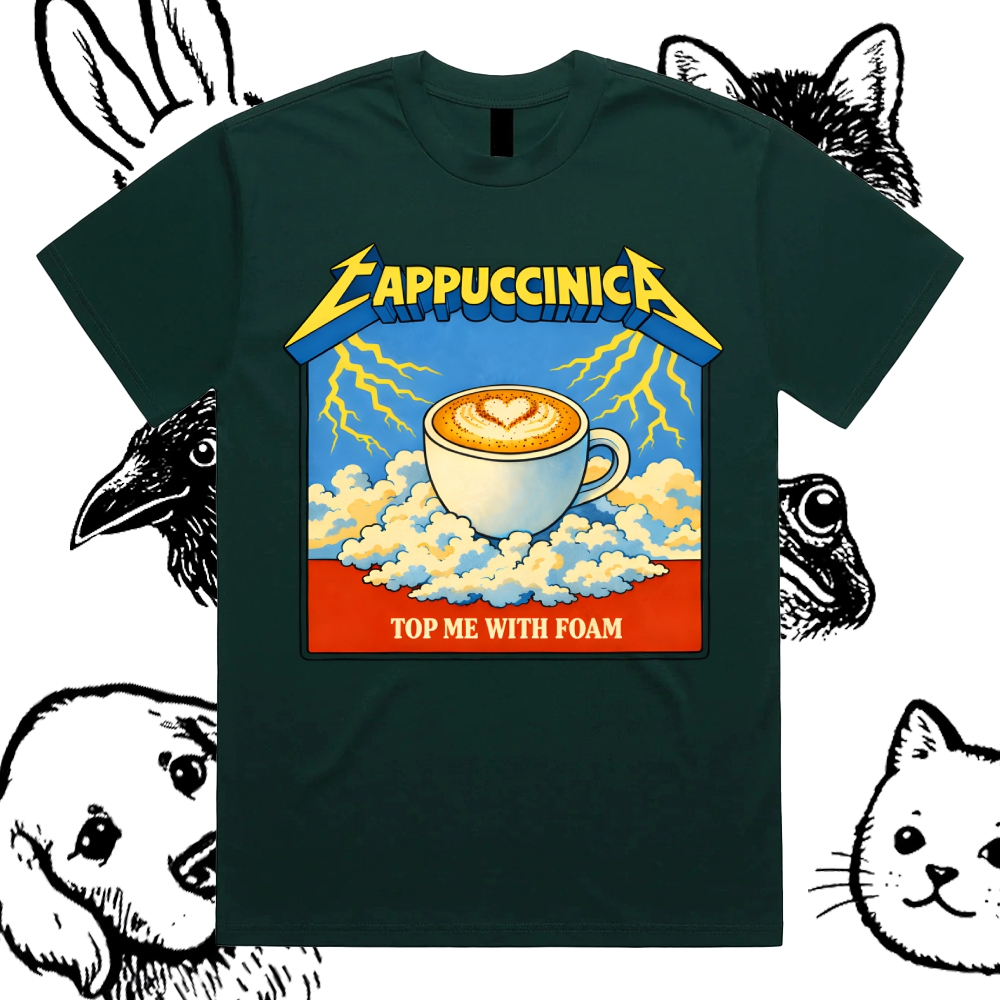 Cappuccinica: Foam Lightning Cotton Classic Fit Retro Dark Humor Graphic Tee