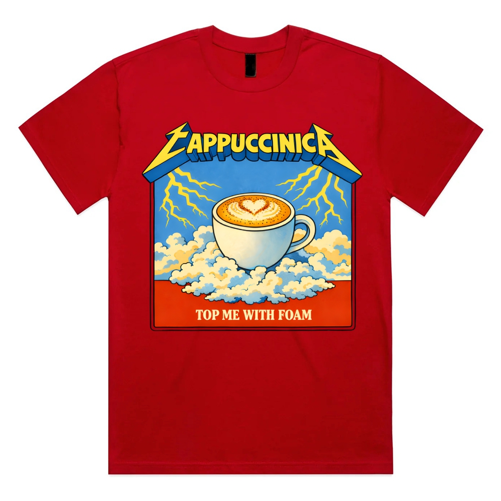 Cappuccinica: Foam Lightning Cotton Classic Fit Retro Dark Humor Graphic Tee