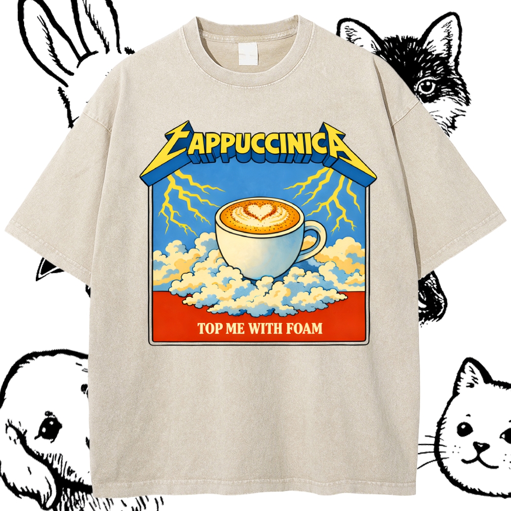 Cappuccinica: Foam Lightning Cotton Vintage Wash Classic Graphic Tee