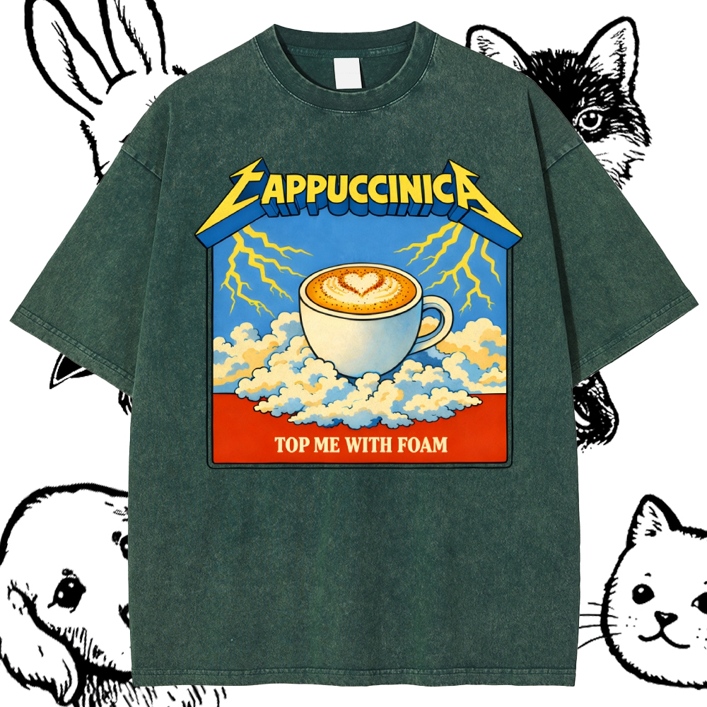 Cappuccinica: Foam Lightning Cotton Vintage Wash Classic Graphic Tee