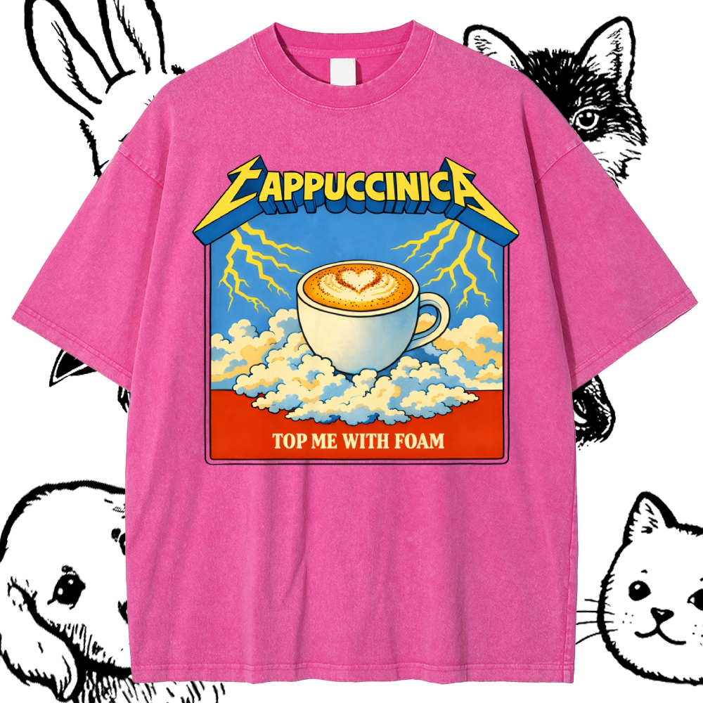 Cappuccinica: Foam Lightning Cotton Vintage Wash Classic Graphic Tee